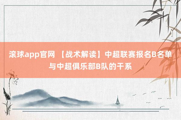 滚球app官网 【战术解读】中超联赛报名B名单与中超俱乐部B队的干系