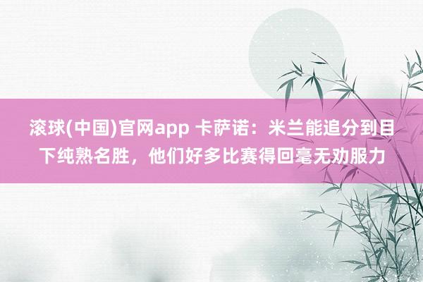 滚球(中国)官网app 卡萨诺：米兰能追分到目下纯熟名胜，他们好多比赛得回毫无劝服力