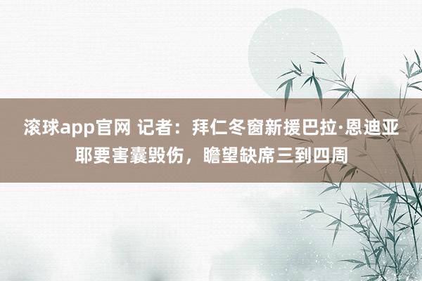 滚球app官网 记者：拜仁冬窗新援巴拉·恩迪亚耶要害囊毁伤，瞻望缺席三到四周