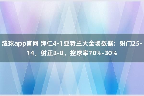 滚球app官网 拜仁4-1亚特兰大全场数据：射门25-14，射正8-8，控球率70%-30%