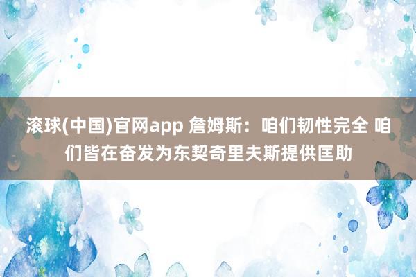 滚球(中国)官网app 詹姆斯：咱们韧性完全 咱们皆在奋发为东契奇里夫斯提供匡助