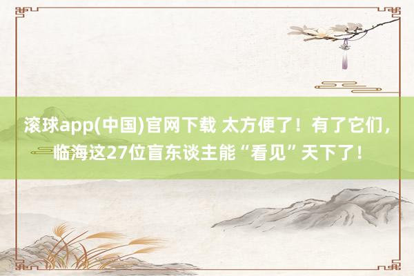 滚球app(中国)官网下载 太方便了！有了它们，临海这27位盲东谈主能“看见”天下了！