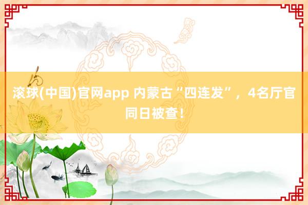 滚球(中国)官网app 内蒙古“四连发”，4名厅官同日被查！