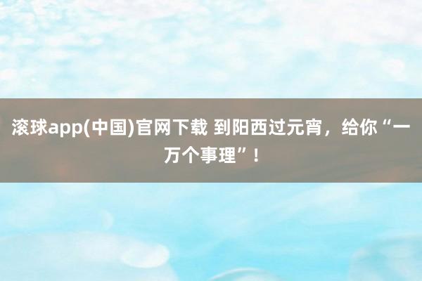 滚球app(中国)官网下载 到阳西过元宵，给你“一万个事理”！