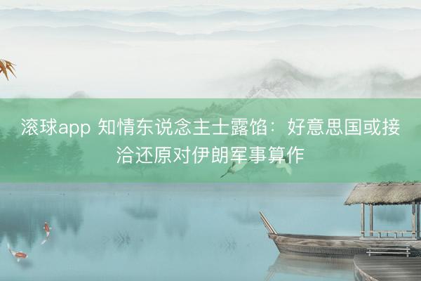 滚球app 知情东说念主士露馅：好意思国或接洽还原对伊朗军事算作
