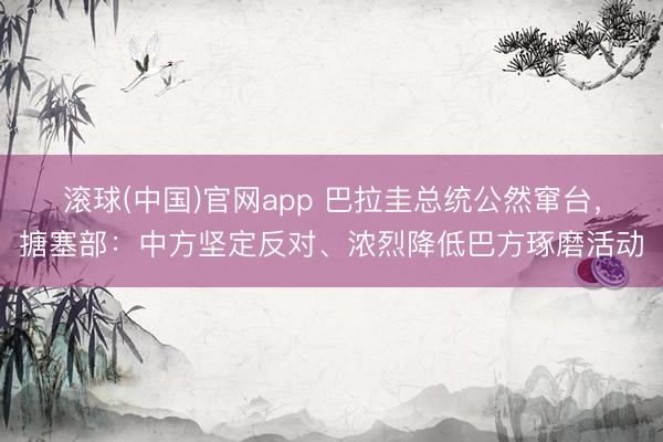 滚球(中国)官网app 巴拉圭总统公然窜台，搪塞部：中方坚定反对、浓烈降低巴方琢磨活动