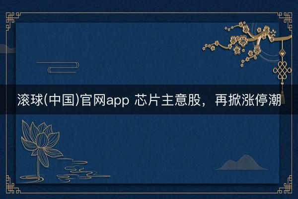 滚球(中国)官网app 芯片主意股，再掀涨停潮
