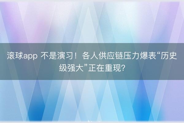 滚球app 不是演习！各人供应链压力爆表“历史级强大”正在重现？