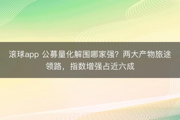 滚球app 公募量化解围哪家强?两大产物旅途领路,指数增强占近六成