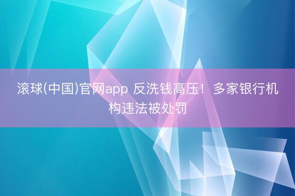 滚球(中国)官网app 反洗钱高压！多家银行机构违法被处罚