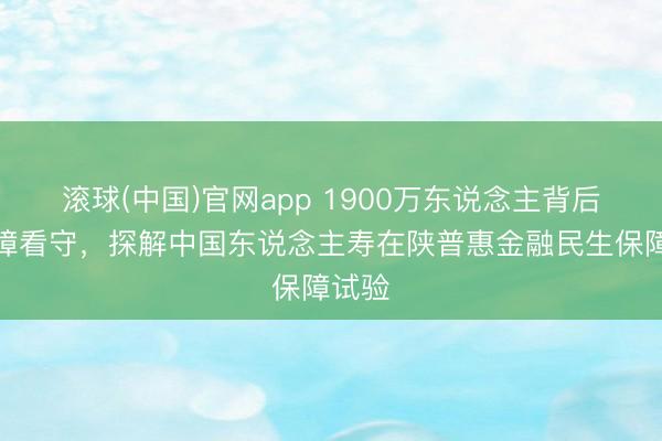 滚球(中国)官网app 1900万东说念主背后的保障看守，探解中国东说念主寿在陕普惠金融民生保障试验