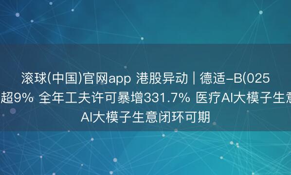 滚球(中国)官网app 港股异动 | 德适-B(02526)尾盘涨超9% 全年工夫许可暴增331.7% 医疗AI大模子生意闭环可期