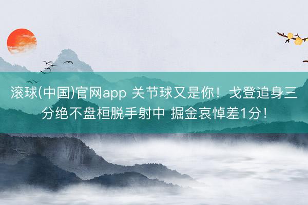 滚球(中国)官网app 关节球又是你！戈登追身三分绝不盘桓脱手射中 掘金哀悼差1分！