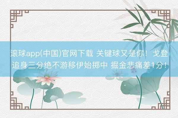 滚球app(中国)官网下载 关键球又是你！戈登追身三分绝不游移伊始掷中 掘金悲痛差1分！