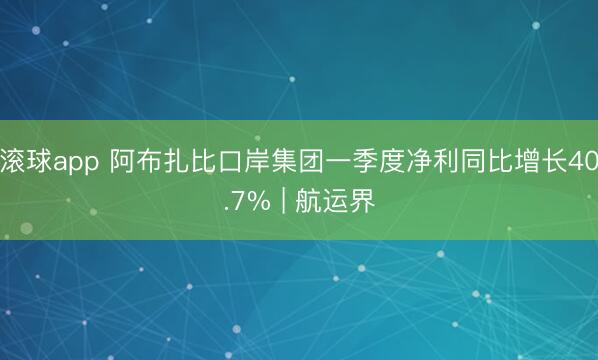 滚球app 阿布扎比口岸集团一季度净利同比增长40.7% | 航运界