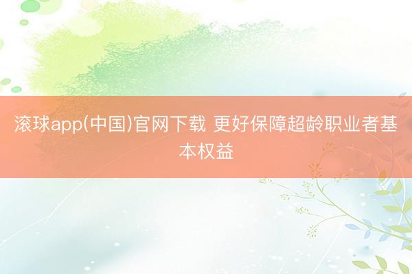 滚球app(中国)官网下载 更好保障超龄职业者基本权益