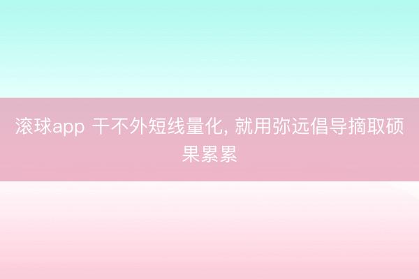 滚球app 干不外短线量化， 就用弥远倡导摘取硕果累累