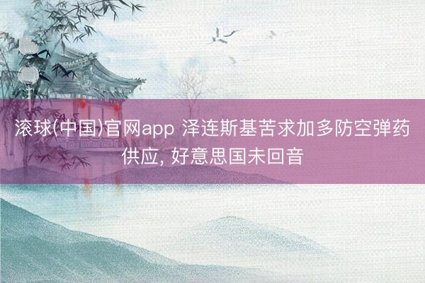 滚球(中国)官网app 泽连斯基苦求加多防空弹药供应, 好意思国未回音