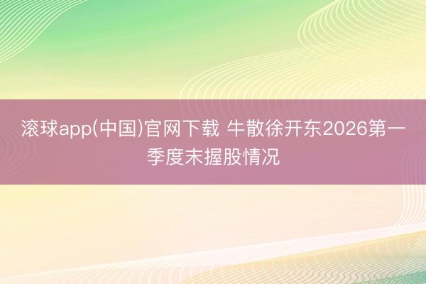 滚球app(中国)官网下载 牛散徐开东2026第一季度末握股情况