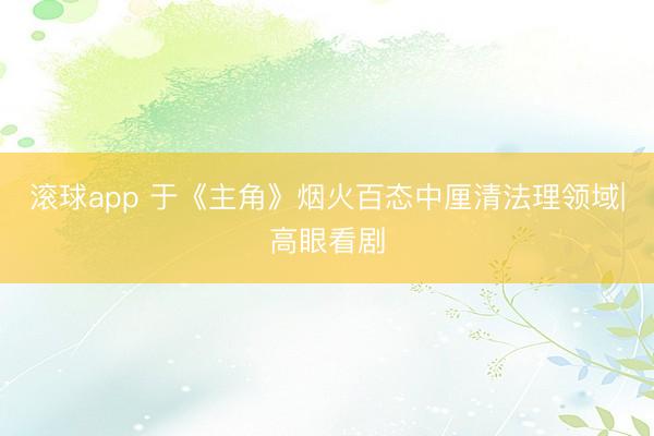滚球app 于《主角》烟火百态中厘清法理领域|高眼看剧