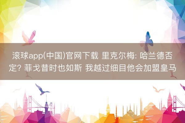 滚球app(中国)官网下载 里克尔梅: 哈兰德否定? 菲戈昔时也如斯 我越过细目他会加盟皇马