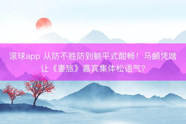 滚球app 从防不胜防到躺平式酣畅！马頔凭啥让《妻旅》嘉宾集体松语气？