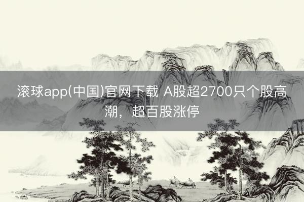 滚球app(中国)官网下载 A股超2700只个股高潮,超百股涨停
