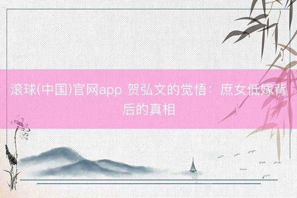 滚球(中国)官网app 贺弘文的觉悟:庶女低嫁背后的真相