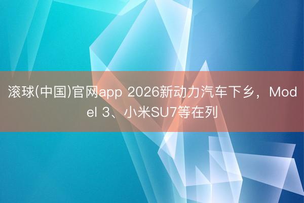 滚球(中国)官网app 2026新动力汽车下乡，Model 3、小米SU7等在列